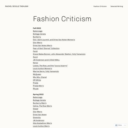 Fashion Criticism