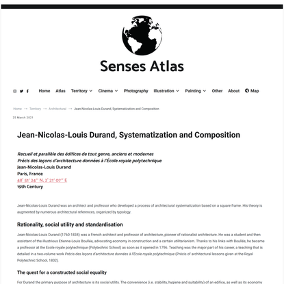 Jean-Nicolas-Louis Durand, Systematization and Composition - Senses Atlas