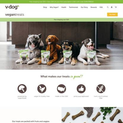 V-dog Healthy Vegan Treats for Dogs | Vegan Chew Bones