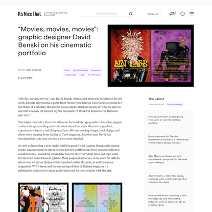 “Movies, movies, movies”: graphic designer David Benski on his cinematic portfolio
