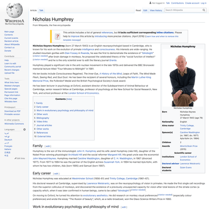 Nicholas Humphrey - Wikipedia