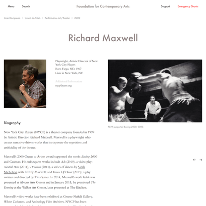 Richard Maxwell | FCA Grant Recipient