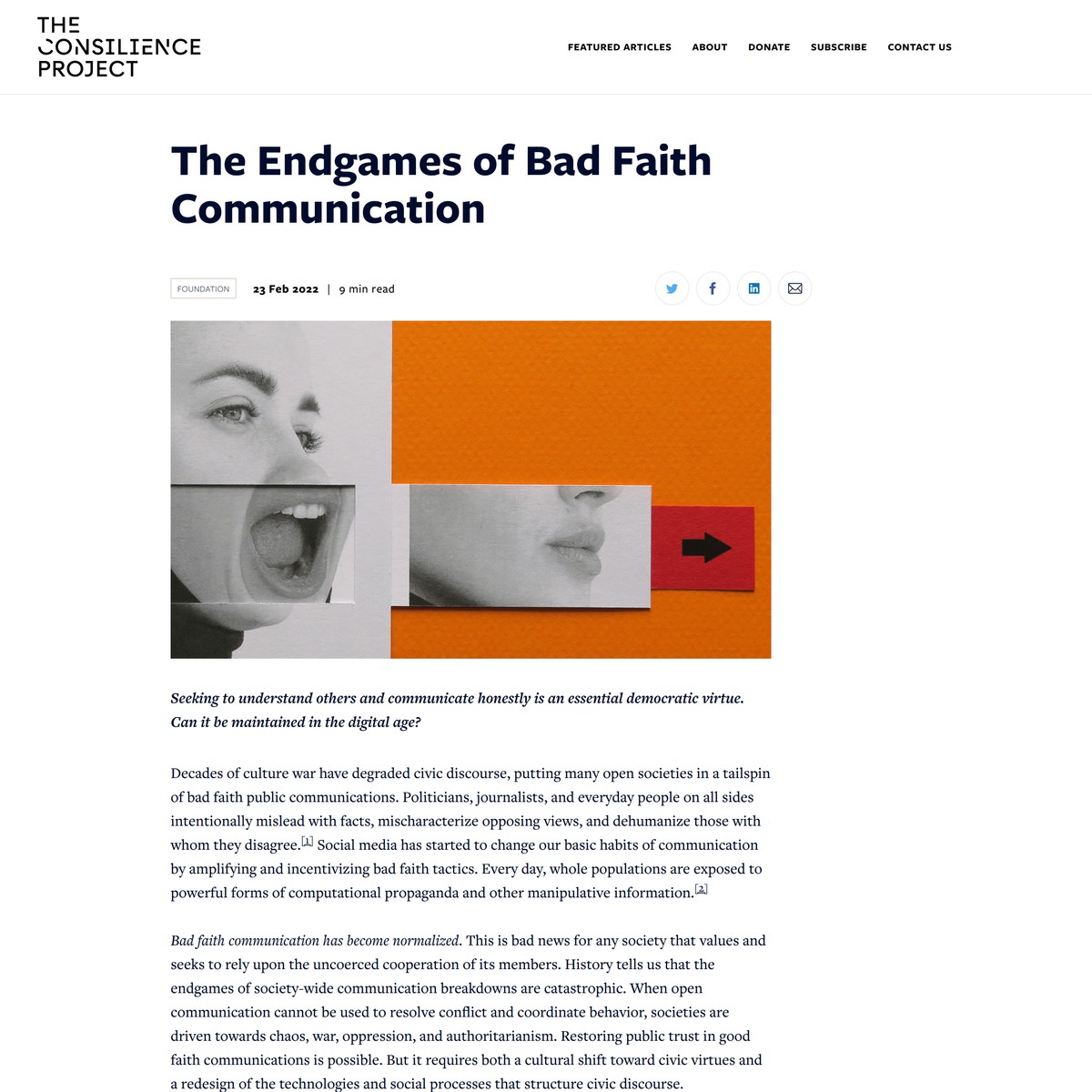 The Consilience Project  The Endgames of Bad Faith Communication