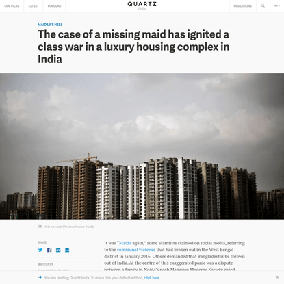 The case of a missing maid has ignited a class war in a luxury housing complex in India