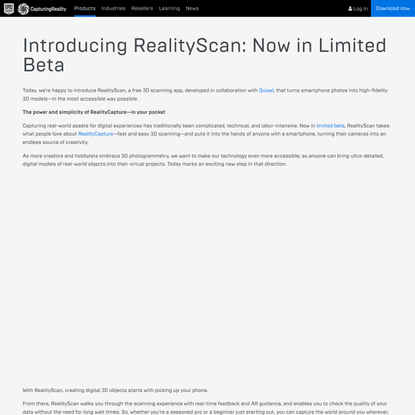Introducing RealityScan: Now in Limited Beta
