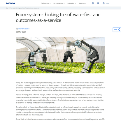 From system-thinking to software-first and outcomes-as-a-service | Nokia