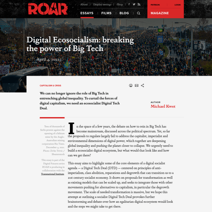 Digital Ecosocialism: breaking the power of Big Tech | ROAR Magazine