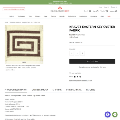 Kravet Eastern Key Oyster Fabric | DecoratorsBest