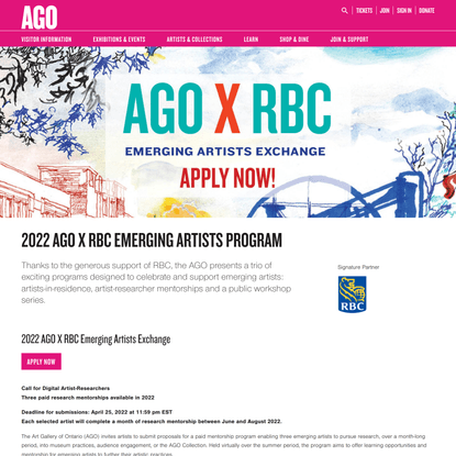 2022 AGO X RBC Emerging Artists Program | Art Gallery of Ontario