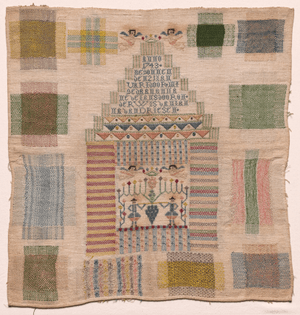 Sampler 1743  Netherlands, mid 18th century Embroidery; silk on wool