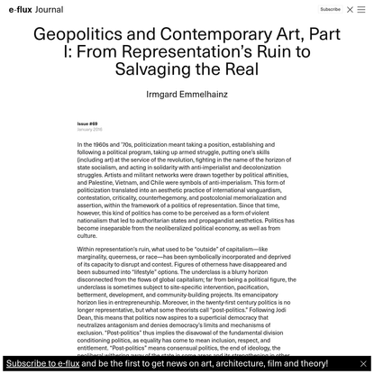 Geopolitics and Contemporary Art, Part I: From Representation's Ruin to Salvaging the Real - Journal #69 January 2016 - e-flux