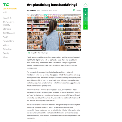 Banning plastic bags may come with unintended consequences – TechCrunch