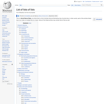 List of lists of lists - Wikipedia