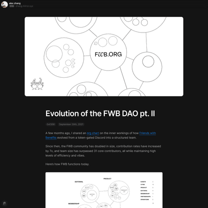 Evolution of the FWB DAO pt. II