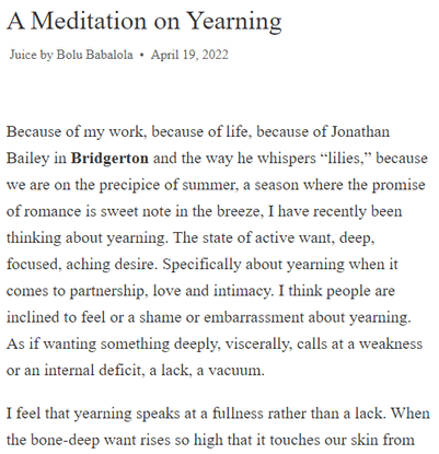 A Meditation on Yearning