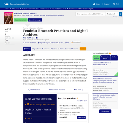 Feminist Research Practices and Digital Archives