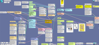 Screenshot of Kinopio Club (mind map software) where I am building the foundations for a zine proposal