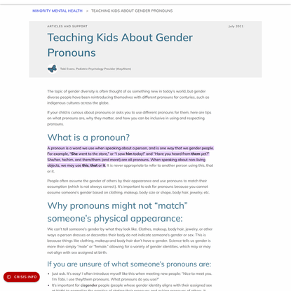 Teaching Kids About Gender Pronouns