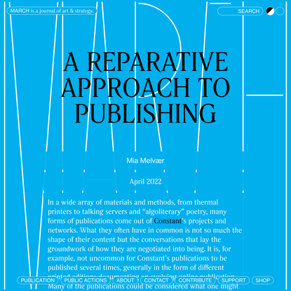 A Reparative Approach to Publishing – MARCH