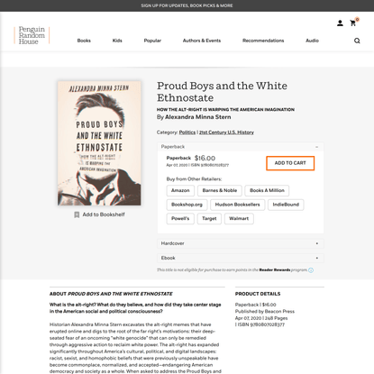 Proud Boys and the White Ethnostate by Alexandra Minna Stern: 9780807028377 | PenguinRandomHouse.com: Books