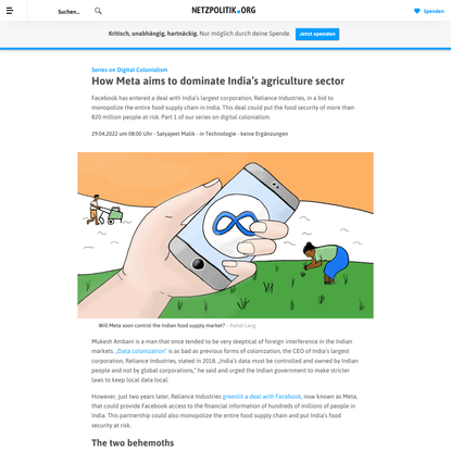 Series on Digital Colonialism: How Meta aims to dominate India’s agriculture sector