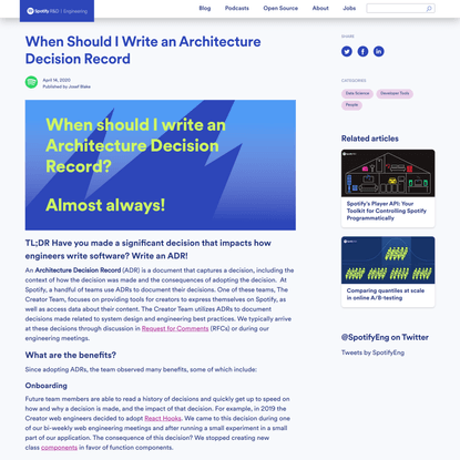 When Should I Write an Architecture Decision Record
