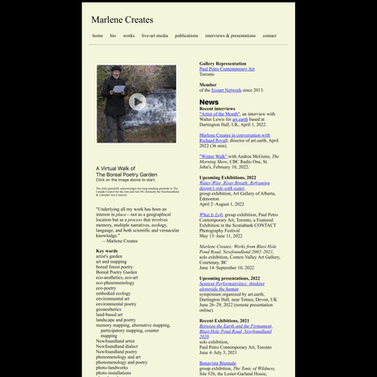 Marlene Creates - environmental artist and poet
