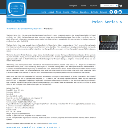 Psion Series 5 - PDA - Computing History