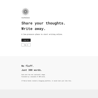 Nicheless | Share your thoughts. Write away.