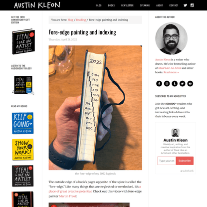 Fore-edge painting and indexing - Austin Kleon
