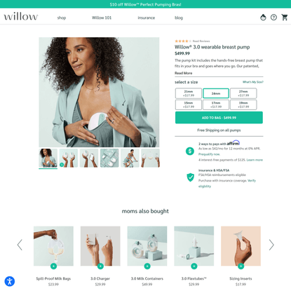 Willow® 3.0 wearable breast pump