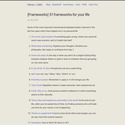 [Frameworks] 51 frameworks for your life