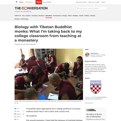 Biology with Tibetan Buddhist monks: What I’m taking back to my college classroom from teaching at a monastery