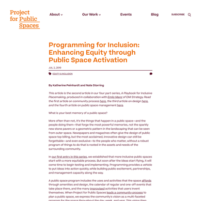 Programming for Inclusion: Enhancing Equity through Public Space Activation