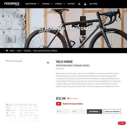 Velo Hinge | Feedback Sports | Elegant Bicycle Storage Solutions