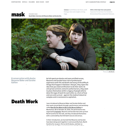 Death Work: Interview with Roxanne Baker and Saralee Gallien