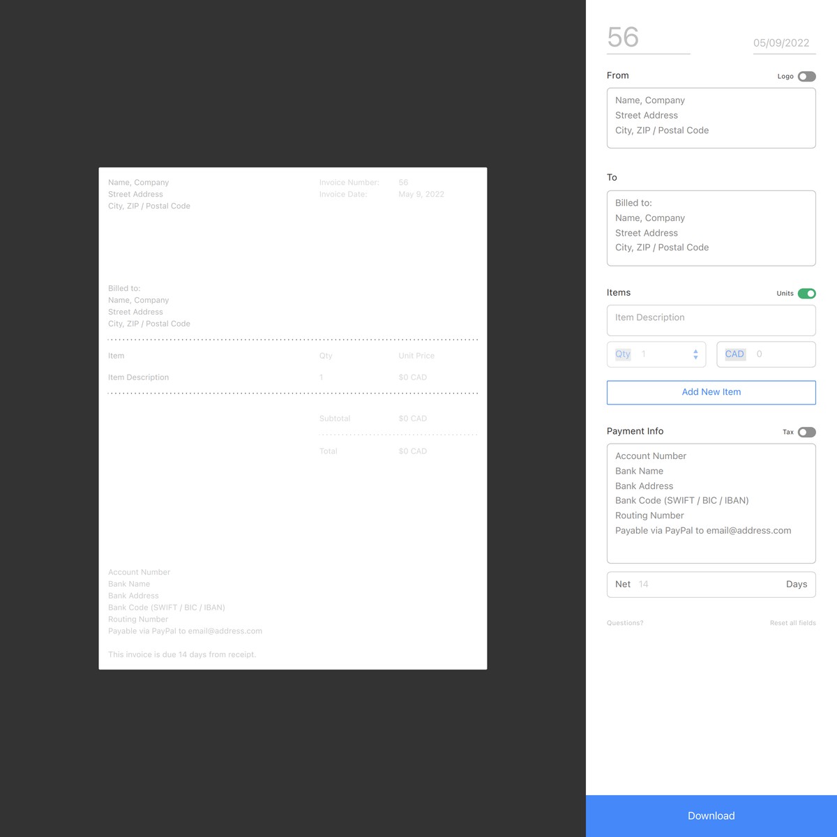 Invoice Generator — Are.na