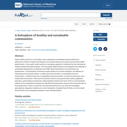 A holosphere of healthy and sustainable communities - PubMed