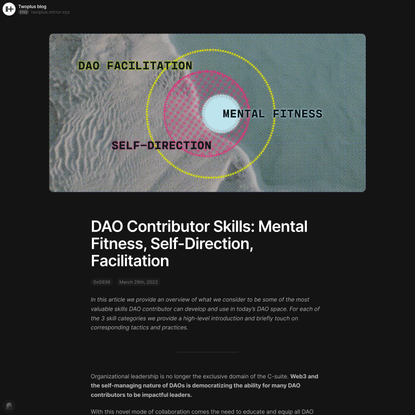 DAO Contributor Skills: Mental Fitness, Self-Direction, Facilita…