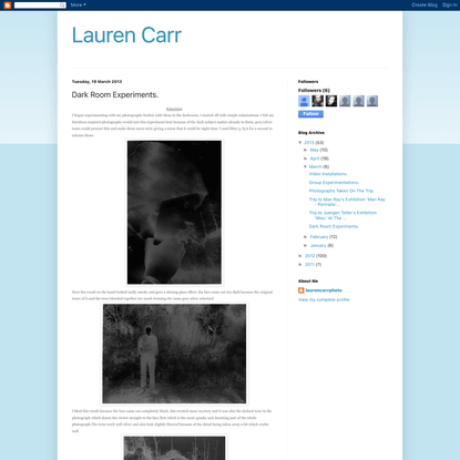 Lauren Carr: Dark Room Experiments.