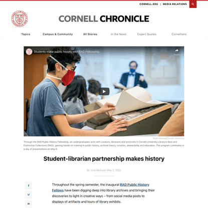 Student-librarian partnership makes history | Cornell Chronicle