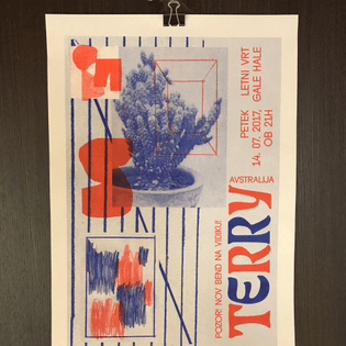 We printed poster for this australian band called Terry. They are playing in Ljubljana on July 14. And it's free. Design by: @zoranpungercar #riso #risograph #risoparadiso #print #artprint #art #drawing #abstract #abstractart #design #graphicdesign #collage #printspotters #printisnotdead #photography #poster #gigposter #punk #terry #totalcontrol #dickdiver #uvrace