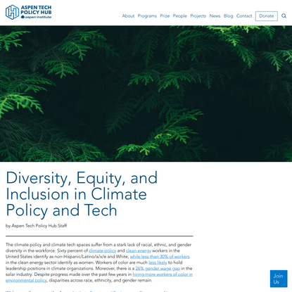 Diversity, Equity, and Inclusion in Climate Policy and Tech - Aspen Tech Policy Hub