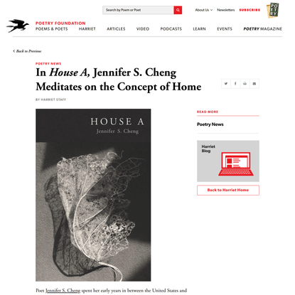 In House A, Jennifer S. Cheng Meditates on the… | Poetry Foundation