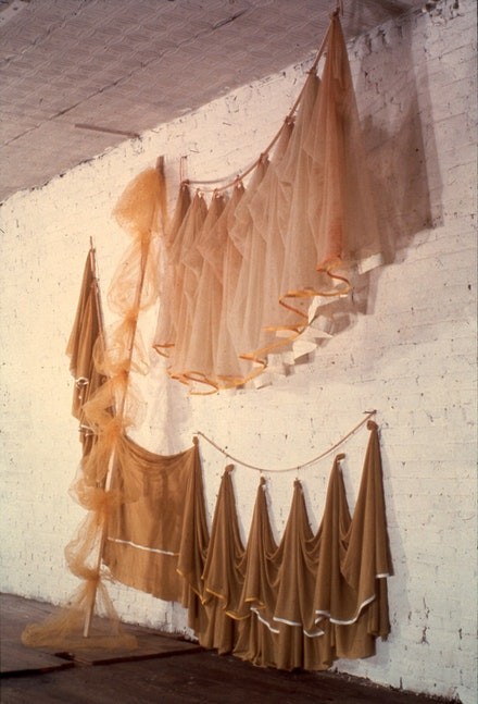 Semiramis, 1972. Nylons, wood, cord, paint, 120 x 180 inches, Rosemary Mayer