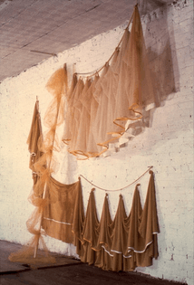 Semiramis, 1972. Nylons, wood, cord, paint, 120 x 180 inches, Rosemary Mayer