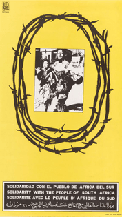 SOLIDARIDAD CON EL PUEBLO DE AFRICA DEL SURVICTOR MANUEL NAVARRETE 71x41cm, 1977 Stampa Offset