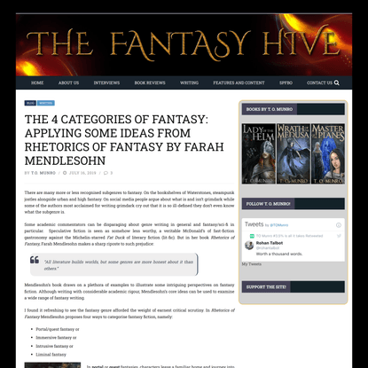 The 4 Categories of Fantasy: Applying Some Ideas From RHETORICS OF FANTASY by Farah Mendlesohn | The Fantasy Hive