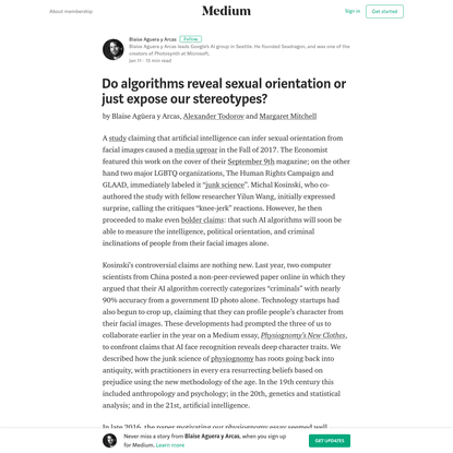 Do algorithms reveal sexual orientation or just expose our stereotypes?