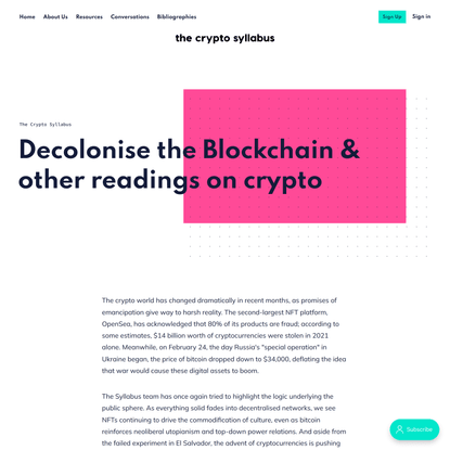 Decolonise the Blockchain &amp; other readings on crypto